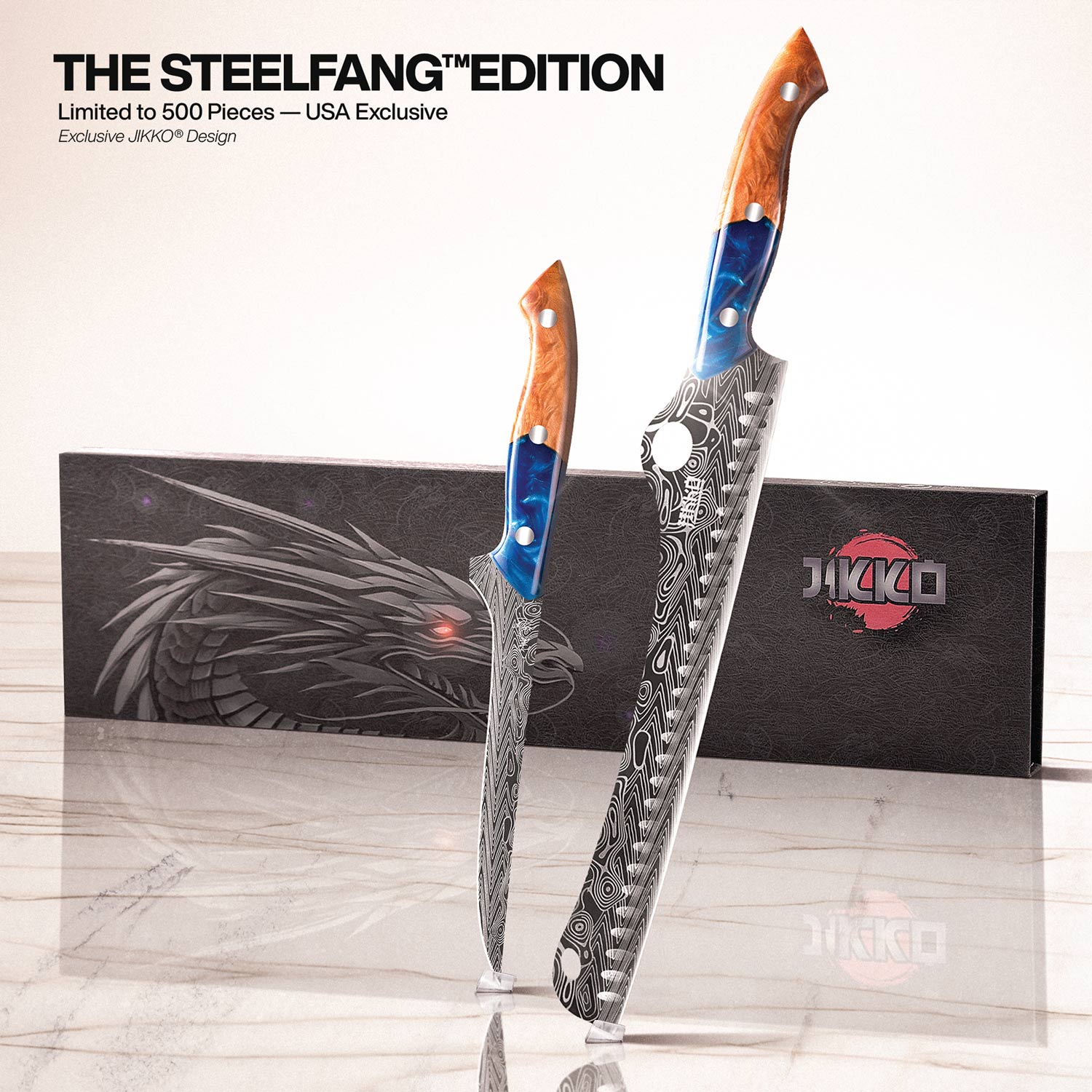 The SteelFang Blue Edition – Brisket & Fillet Knife Set by JIKKO®