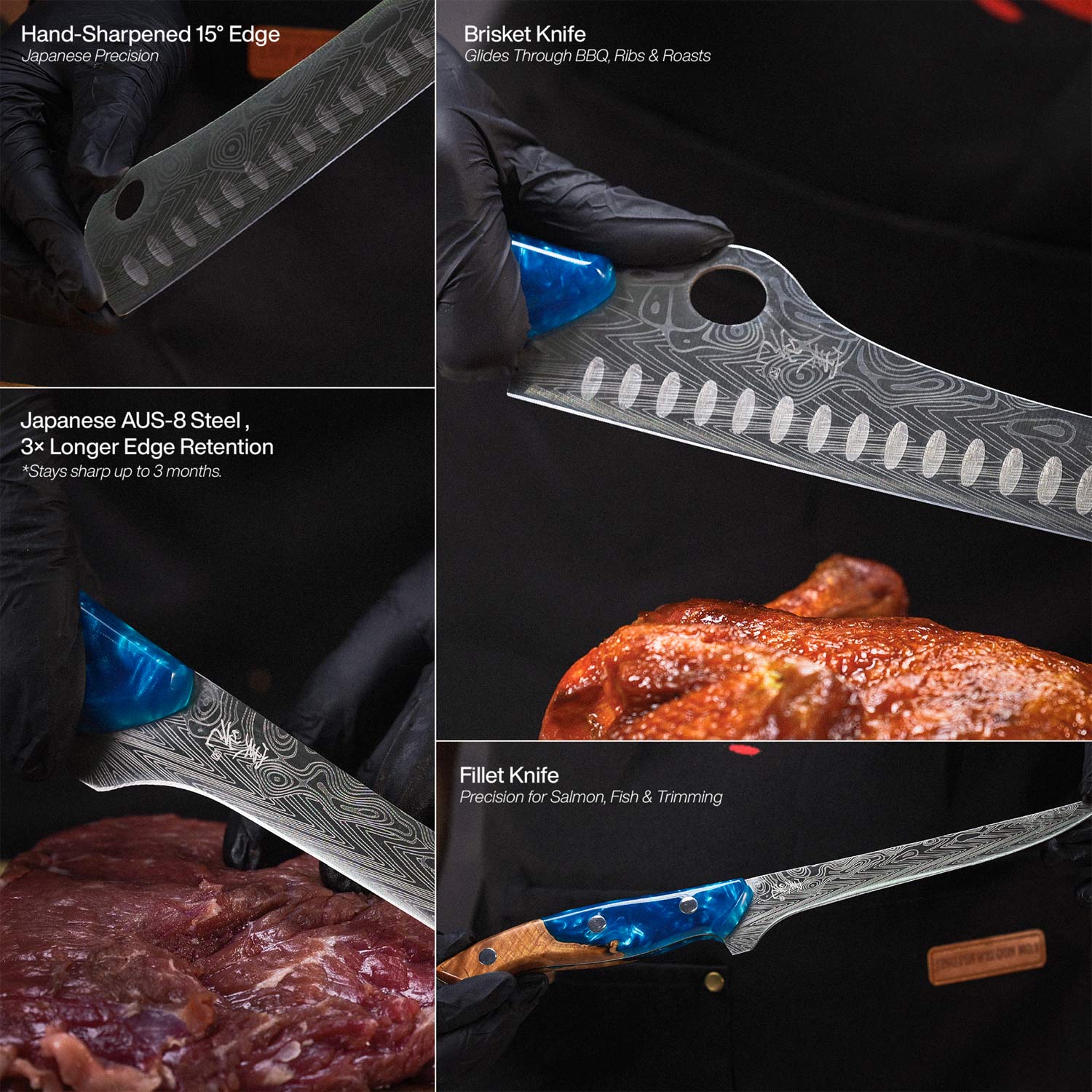 The SteelFang Blue Edition – Brisket & Fillet Knife Set by JIKKO®