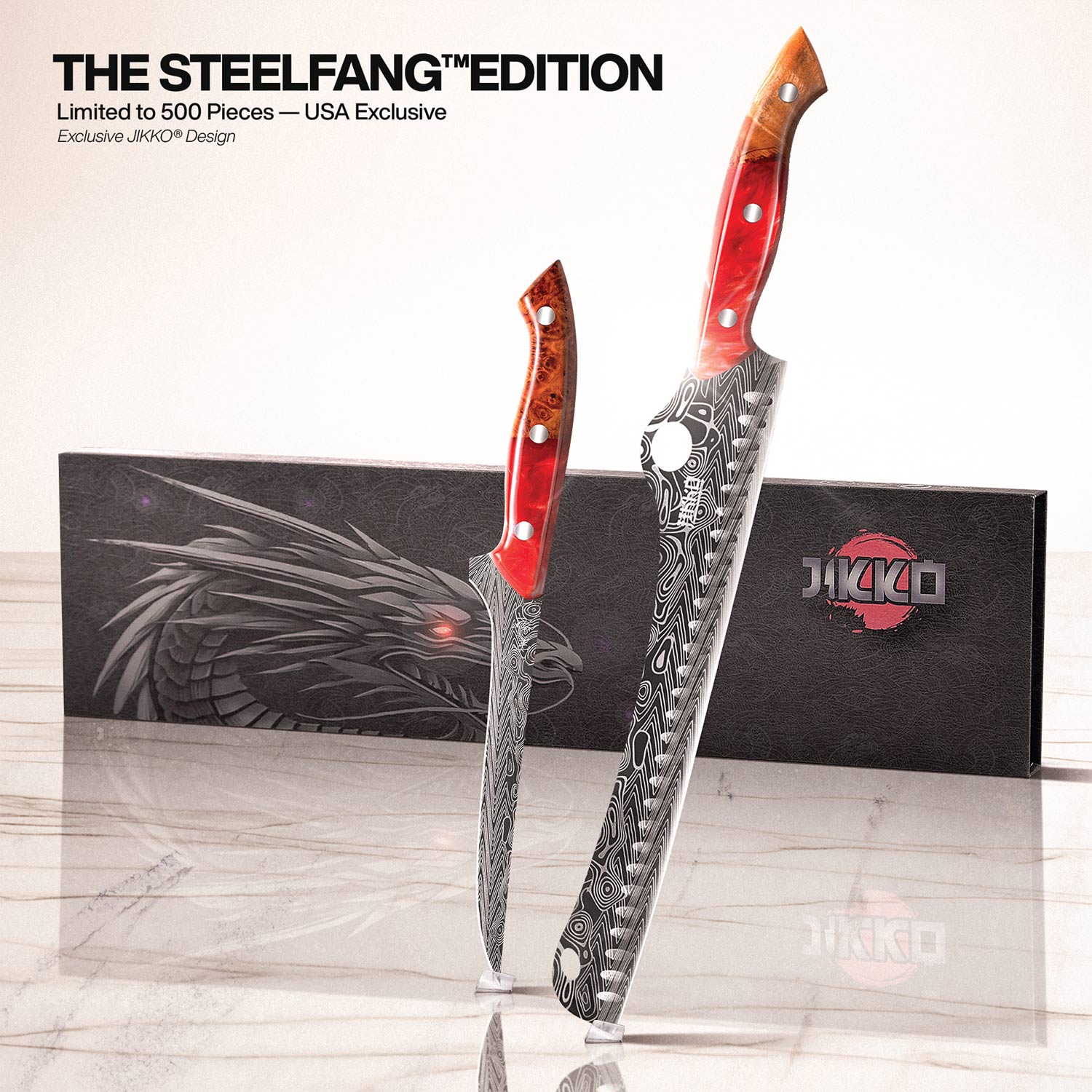 The SteelFang RED Edition – Brisket & Fillet Knife Set by JIKKO®