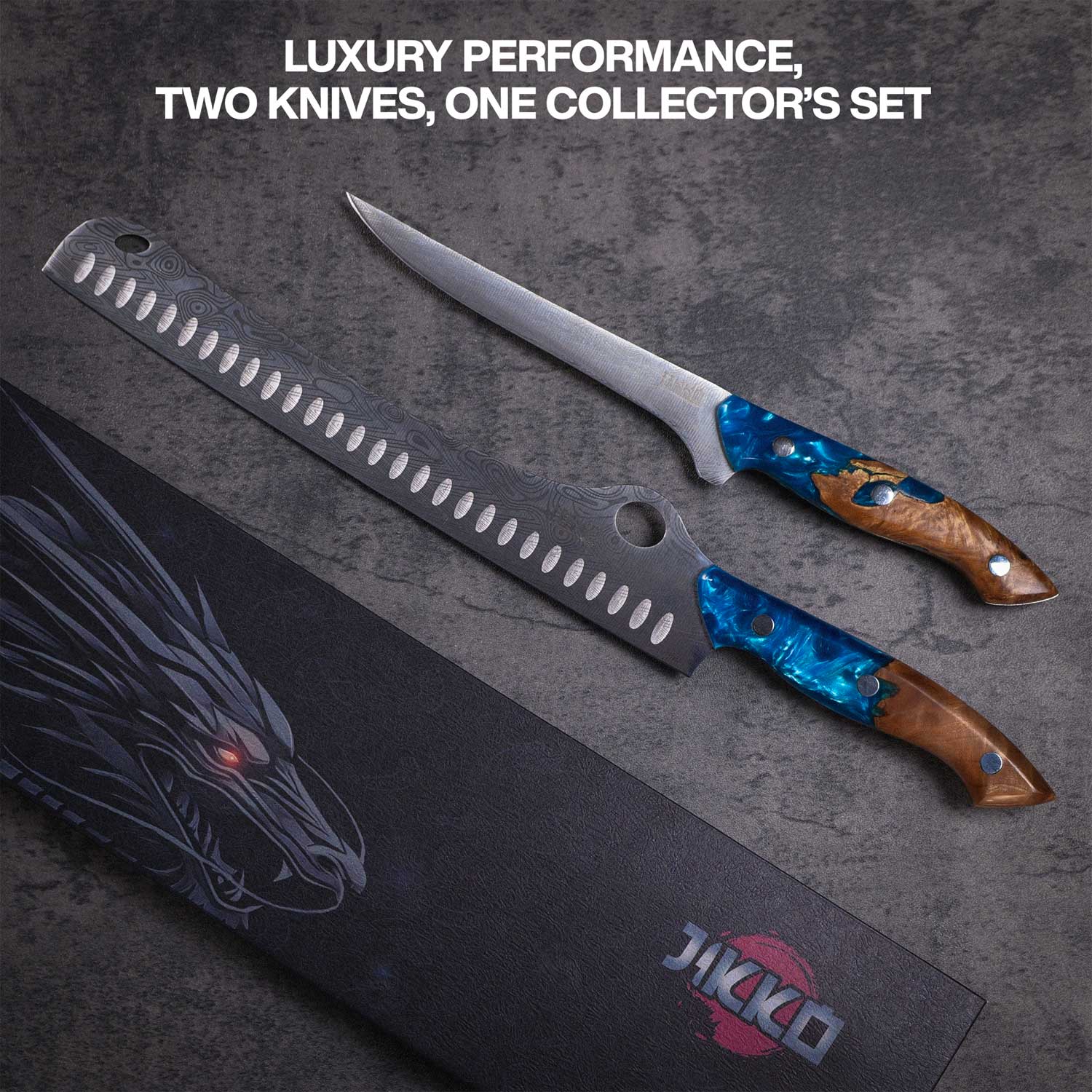 The SteelFang Blue Edition – Brisket & Fillet Knife Set by JIKKO®