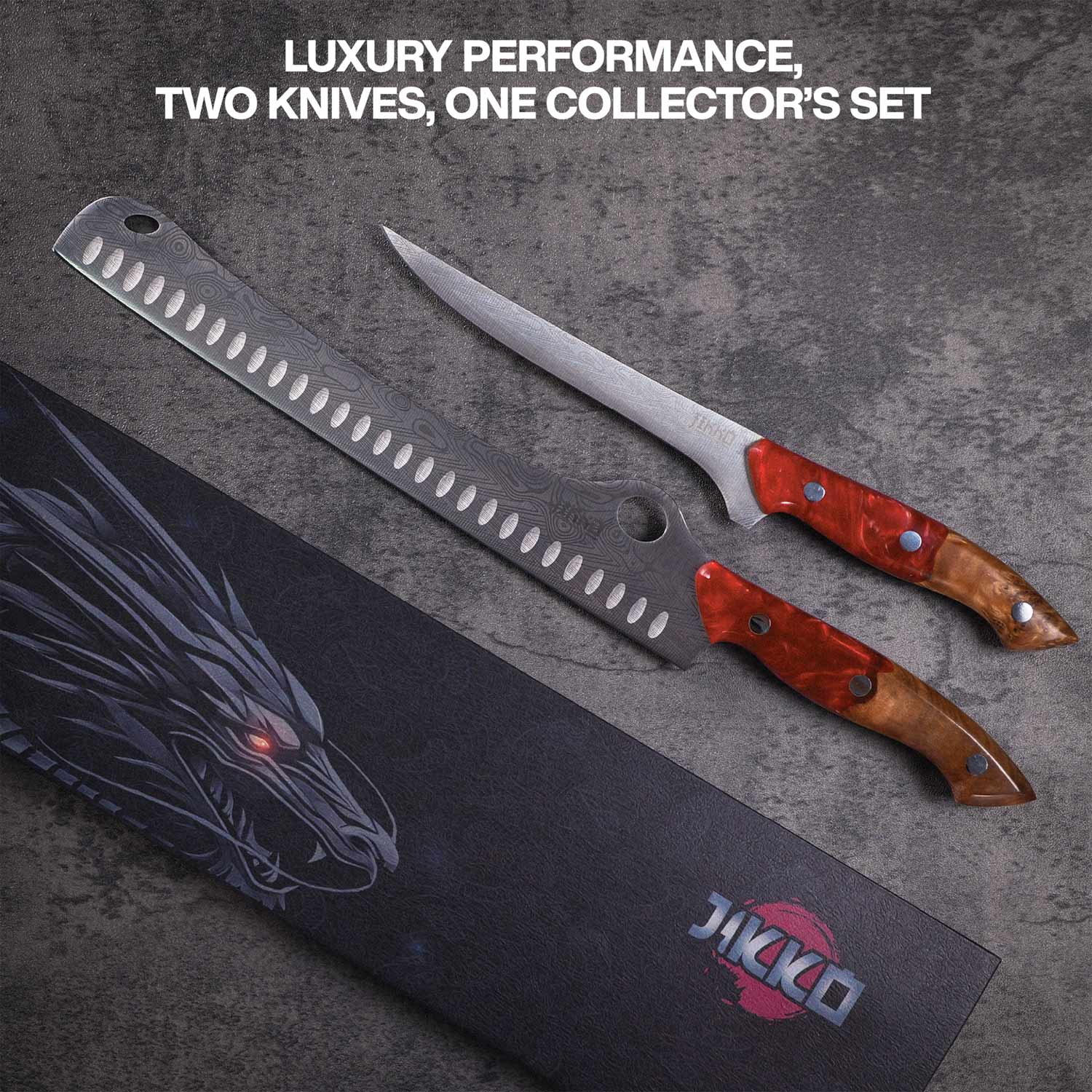 The SteelFang RED Edition – Brisket & Fillet Knife Set by JIKKO®